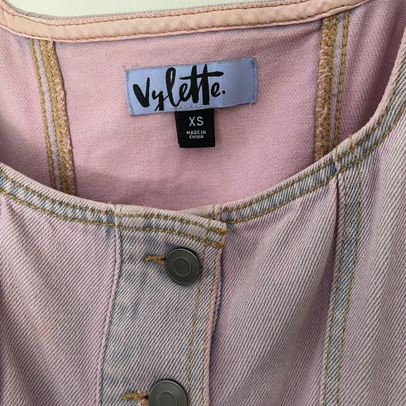 Purple Denim Button Mini Dress - Picture 3 of 4